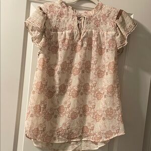 Floral Ruffle Sleeve Blouse